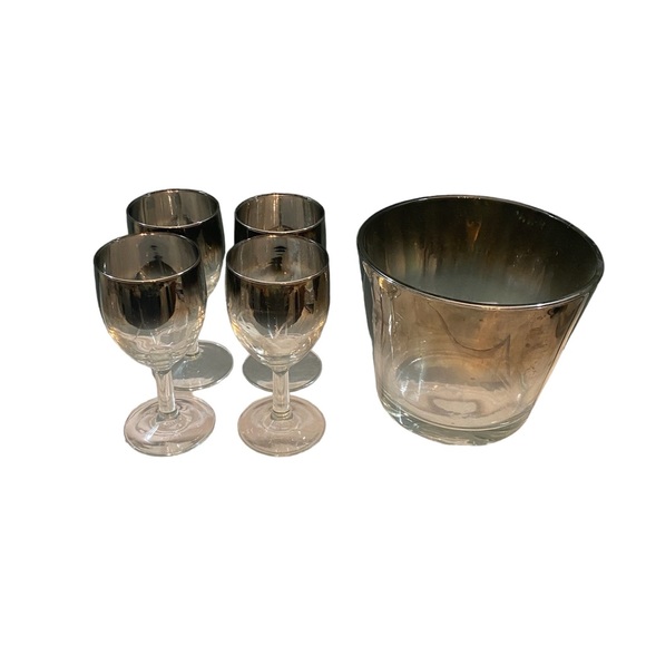 Vintage, silver fade, hombre wine, glasses set a for an ice bucket - Picture 5 of 8